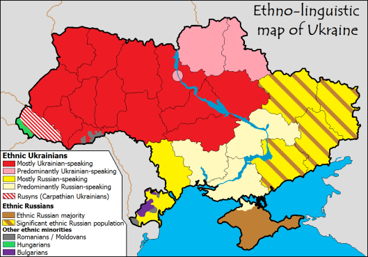 Ethno-linguistic map of Ukraine.